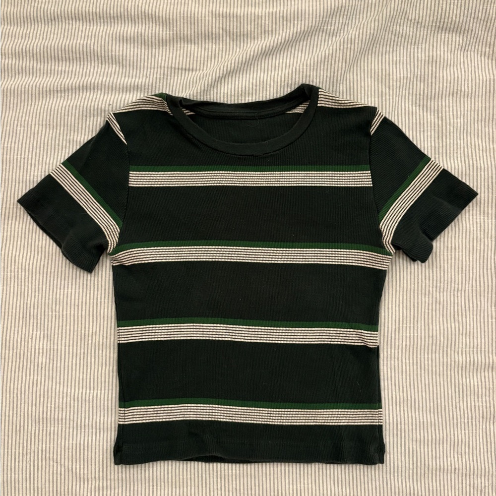 Striped Green and White Kids Shirt